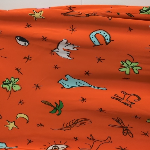 Staud Hash Good Vibes Fun Novelty print Orange Nectarine midi skirt - Picture 9 of 14